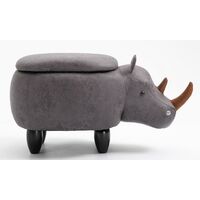 Animal Rhino Storage Foot Stool for Kids with Lid, Toy Storage Chest / Ottoman / Seat