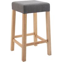 Pair of Wooden Breakfast Bar Stool with Padded Seat in Steel Grey | Wooden Kitchen Seat Suitable for Breakfast Bar Tables