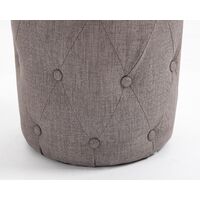 Premium Fabric Round Footstool in Steel Grey | Upholstered Foot Rest / Ottoman / Pouffe