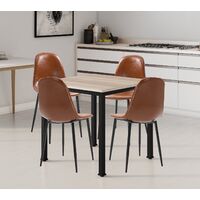 Dudley 4 Seater Metal Dining Set | 80cm Square Table | 4 Chairs Black Metal Legs