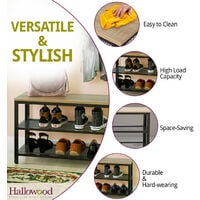 Malvern 2 Tiers Metal Shoe Rack |Industrial Style Storage Shelf | Wooden Bench | 6 Pairs