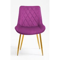 Hallowood Furniture Dining Chairs Set of 2 –Purple Velvet Fabric Chair with Sturdy Metal Legs, Backrest & Padded Seat– Modern & Stylish Kitchen Chairs for Dining Room, Home, Office, Restaurant & Café