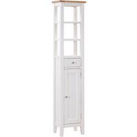 Clifton Painted Tall Bathroom Cabinet in Two Tones | Solid Wooden Storage Cupboard | Hallway Storage Unit