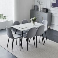 Cullompton Small Rectangular 1.2m Dining Table Set with 6 Fabric Chairs in Black Metal Legs