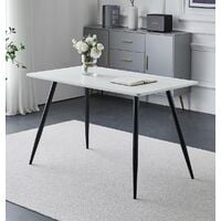 Cullompton Small Rectangular 1.2m Dining Table with Marble Effect Top and Black Metal Legs