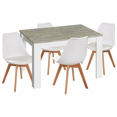 Pack Tavolo Da Pranzo Allungabile Nordik E 6 Sedie Tower Wood