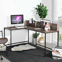 Corner Computer Desk , L-Shape Gaming Desks Laptop Computer Table with Double Shelf Space Saving Versatile Writing PC Workstation for Office Study 165x110x95cm