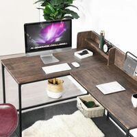 Corner Computer Desk , L-Shape Gaming Desks Laptop Computer Table with Double Shelf Space Saving Versatile Writing PC Workstation for Office Study 165x110x95cm