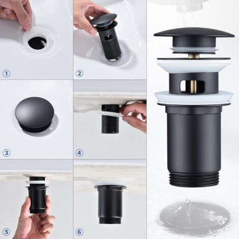 Vidage clic-clac noir mat prolongé Sphera RISCCC201NO  Noir mat