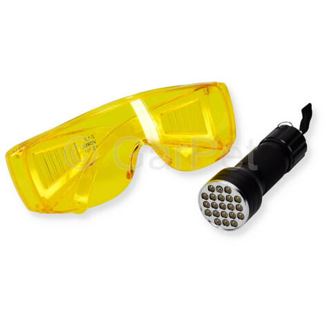 100 LED UV-Taschenlampe mit Schutzbrille F5 395nm KFZ Klimaanlage Lecksuch Lampe 
