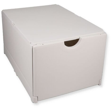 Aufbewahrungsbox mit Deckel Auflagenbox Frontöffnung Stapelbox Plastikbox  Modulsystem Schuhbox Kunststoff Box weiß