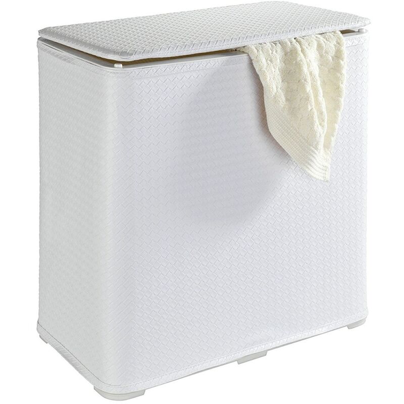 Wäschekorb aus Kunststoff, eleganter Behälter 65 x Liter, x 27 50 49 Deckel, cm, mit WENKO