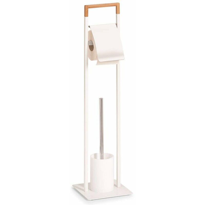 Zeller WC-Garnitur, WC-Bürste, Metall/Bamboo, x cm 19 19 x weiß, 74,5 ca