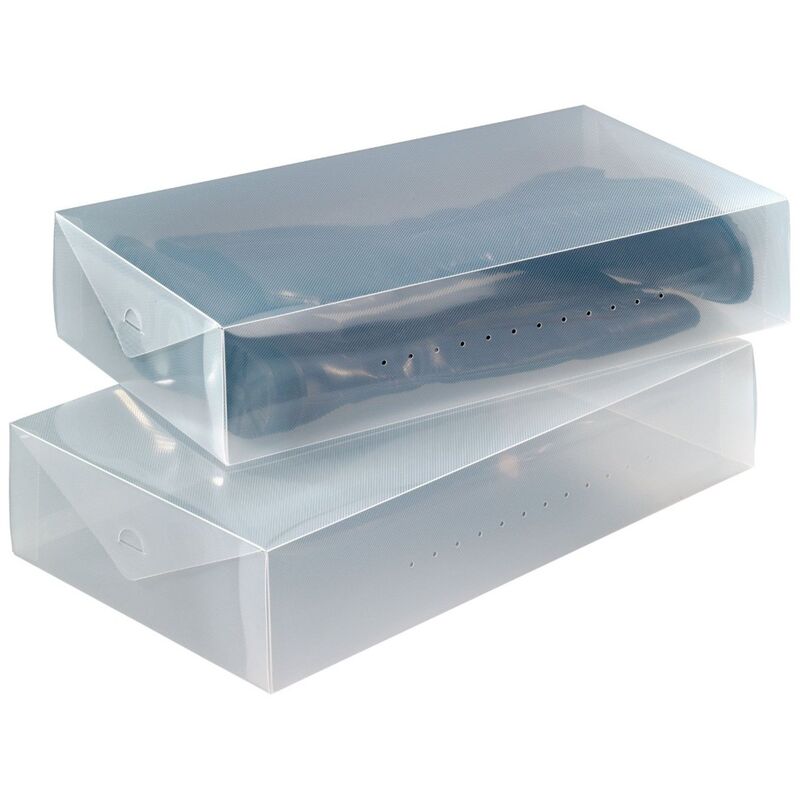Schuhbox Faltbox Aufbewahrungsbox 2er Set Organizer Regal Box Kiste schmal  grau