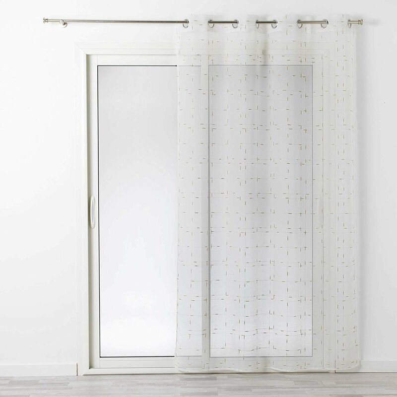 Fenstervorhang mit Ösen DIXIE, 140 x 240 cm, weiß mit silbernem