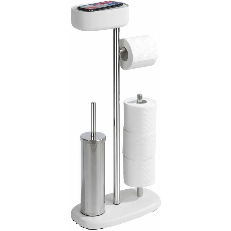 Stand WC-Garnitur mit Box RIVAZZA, 4 in 1, Toilettenpapierständer mit  Ablage, WENKO