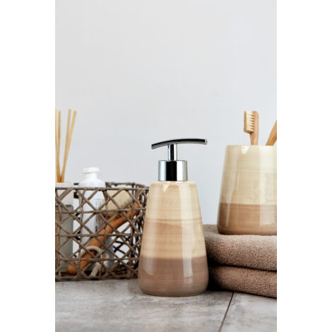 WENKO Seifenspender Pottery Sand Keramik, 360 ml, Beige, Keramik beige