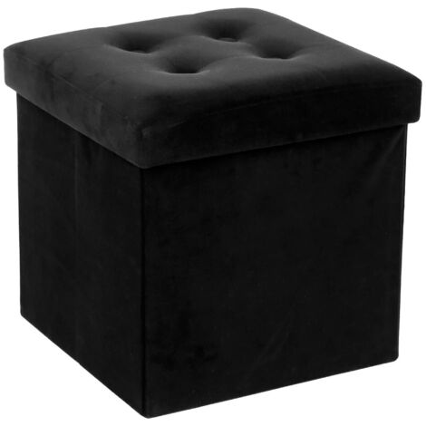 Hocker mit gestepptem Deckel, Hocker aus Velours mit Staufach in intensiven Farben (1/5)