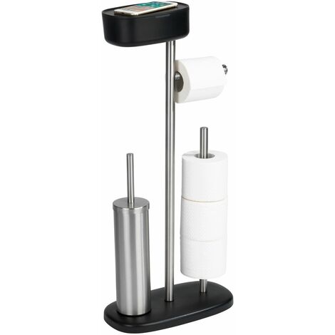 Stand WC-Garnitur mit Box RIVAZZA, 4 in 1, Toilettenpapierständer mit Ablage, WENKO