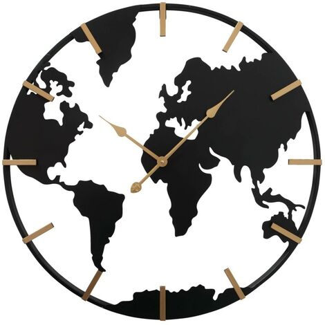 Wanduhr UNION, Metall, mit goldenen Uhrzeigern