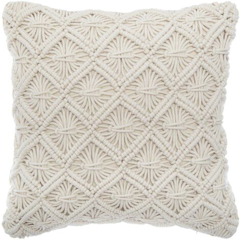 Makramee Kissen 40x40 cm beige HANDGEWEBTE DETAILS (1/5)
