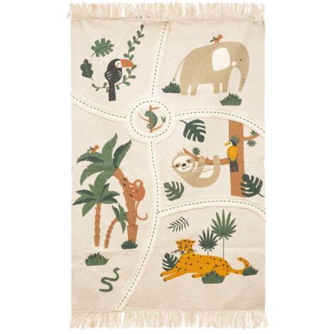 Kinderteppich Jungle Baumwolle - B 100 x T 0 -5 x H 150 cm - 100x150 cm