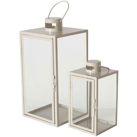 Laterne aus Metall ARANIA, beige, 2er-Set