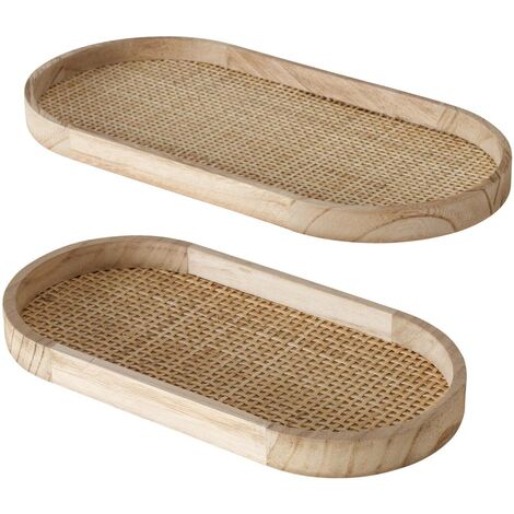 Dekoratives Tablett CERES, Rattan-Geflecht, 2er-Set