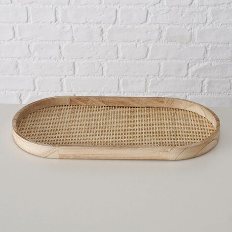 Dekoratives Tablett CERES, Rattan-Geflecht, 2er-Set
