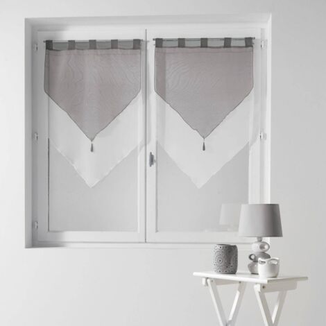 Kurze Gardinen DUO, mit Schlaufen und Fransen, Voile, 2er-Set