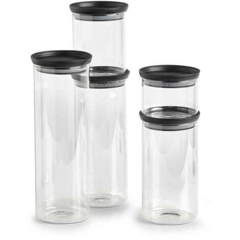 Relaxdays Glasbehälter 6er Set - 400ml Frischhaltedosen Luftdicht