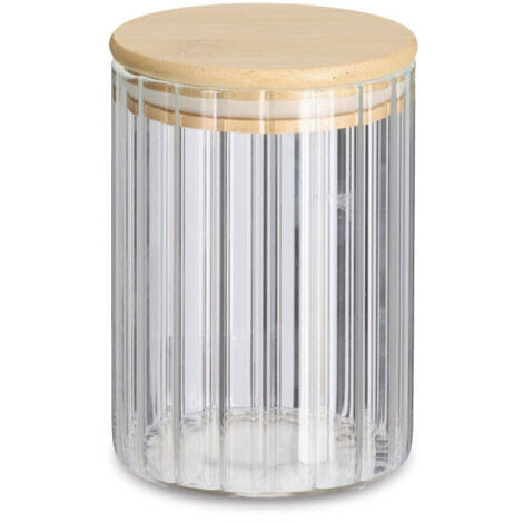 Glasbehälter mit Bambusdeckel GROOVES, 550 ml