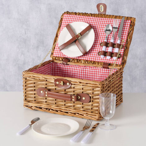 OAJABBGE Picknickkorb Hausform - Rattan Look Kunststoff 21x21cm