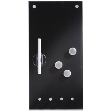 Glastafel MEMO für Notizen + 3 Magnete und 4 Haken, 40x20 cm, ZELLER