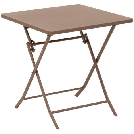 Quadratischer klappbarer Gartentisch GREENSBORO Bronze - 2 Plätze - epoxidbeschichteter Stahl - verstärkte Rostschutzbehandlung