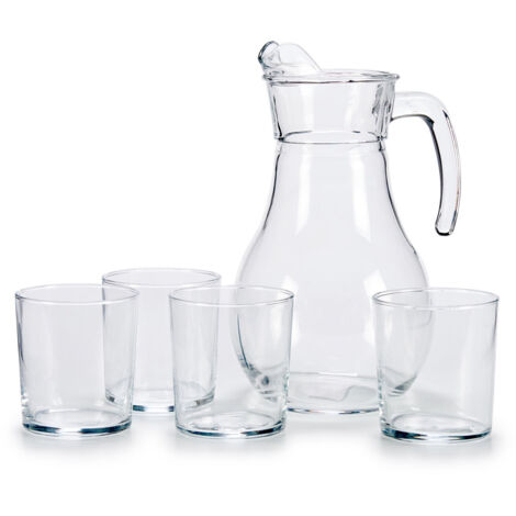 Glaskanne mit 4 Gläsern KARO (1/3)