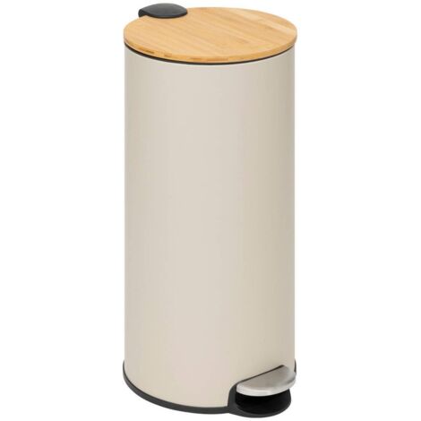 Mülleimer mit bambusdeckel 30l modern color beige - 5five