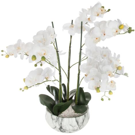 Künstliche Orchidee - marmorierter Topf H65 cm