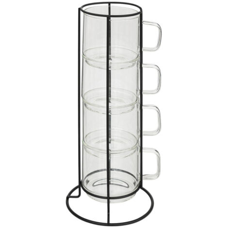 Kaffeetassen aus Glas auf Ständer GLASS, 300 ml (1/3)