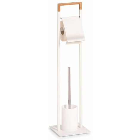 Zeller WC-Garnitur, WC-Bürste, Metall/Bamboo, weiß, 19 cm 19 74,5 ca. x x
