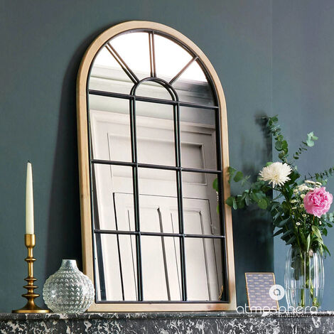 Große Spiegelfensterwand, Wandspiegel, dekorativer Spiegel, rustikaler  Spiegel, Fenster-Optik