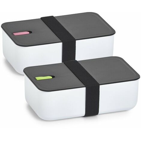 Lunchbox mit Fach, 19 x 12 x 6,5 cm, weiß+rosa Einsatz, ZELLER - ZELLER