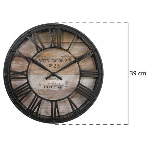 Wanduhr mit römischen Zahlen Vintage Stil rund Ø 39 cm Deko Uhr