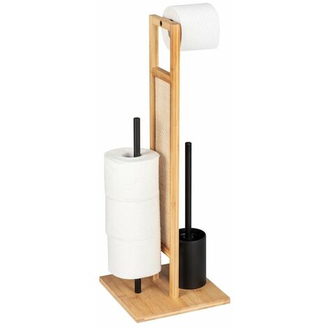 Bambus-Toilettenpapierhalter Mit 3-Rollen-Lager & Taschentuchhalter – Freistehend, Mit Deckel