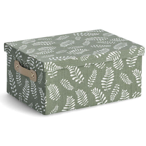 Aufbewahrungsbox mit Deckel, Baumwolle, mit Muster Blättern