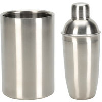 Barkeeper-Set, 2 Teile: Shaker und Eiskübel, aus Edelstahl