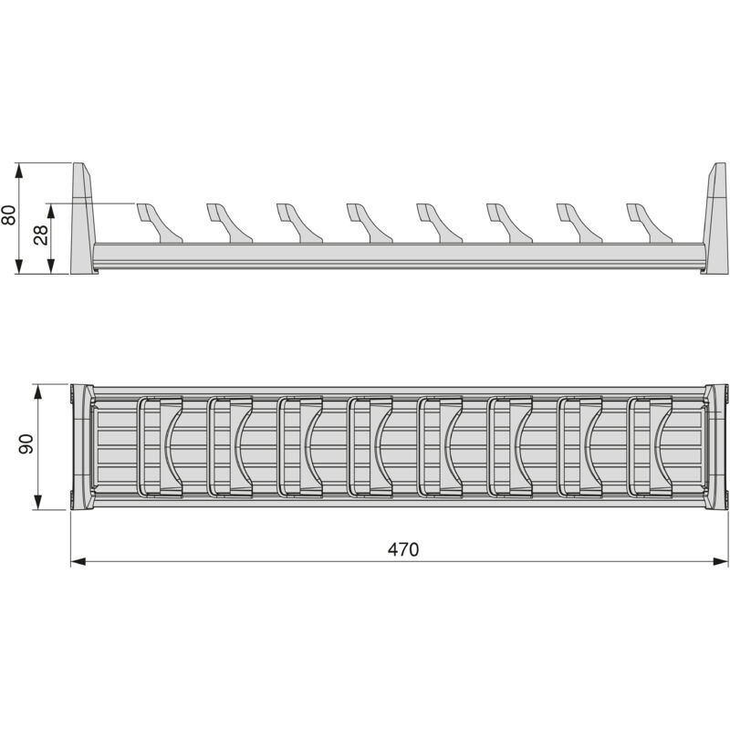 Emuca Kit d'accessoires Vertex-Concept pour séparateurs de tiroirs à  l'anglaise, largeur 900mm, Aluminium et Plastique, Gris antracite