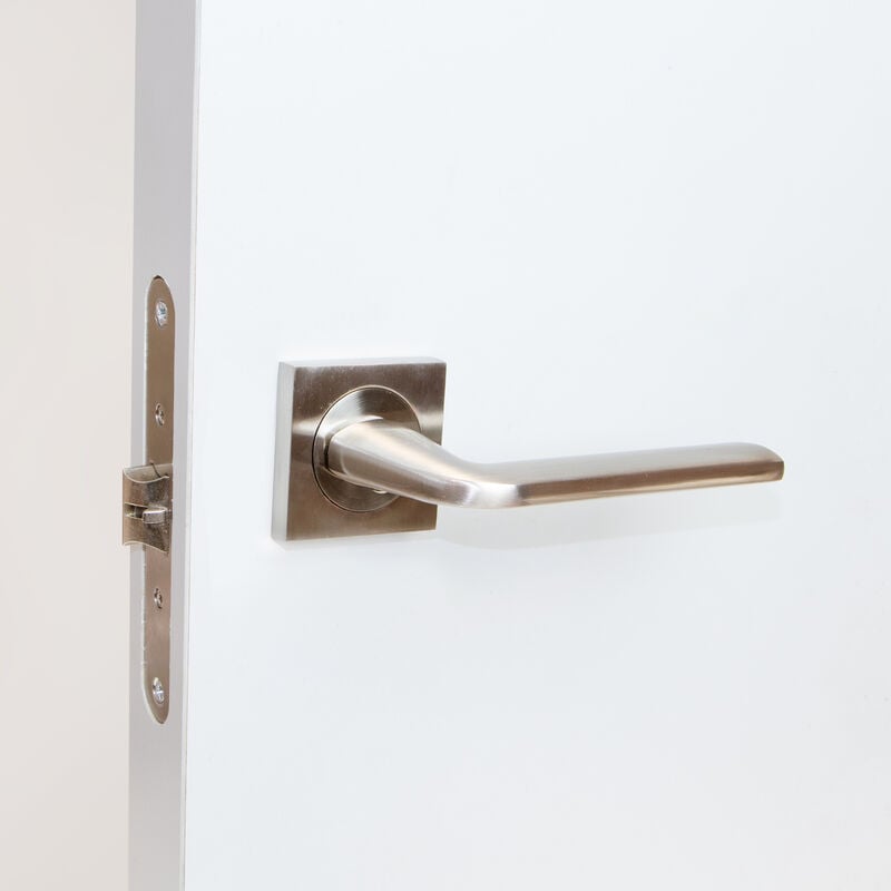 Emuca - Poignée de porte intérieur, lot de 5 ensembles de poignées de porte  avec rosace D.50 mm, Aluminium, Nickel satiné. : : Bricolage