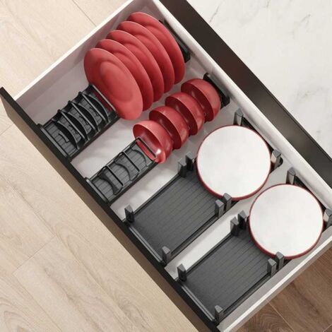 Emuca Orderbox porte-tiroir pour tiroir, 90x470mm, Aluminium et Plastique, Gris antracite