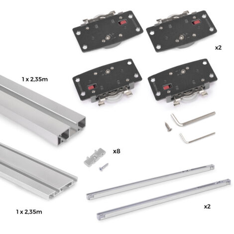 Emuca Système de montage en surface Flow 2 en kit pour une armoire avec 2 portes coulissantes en bois avec fermeture souple. (1/5)